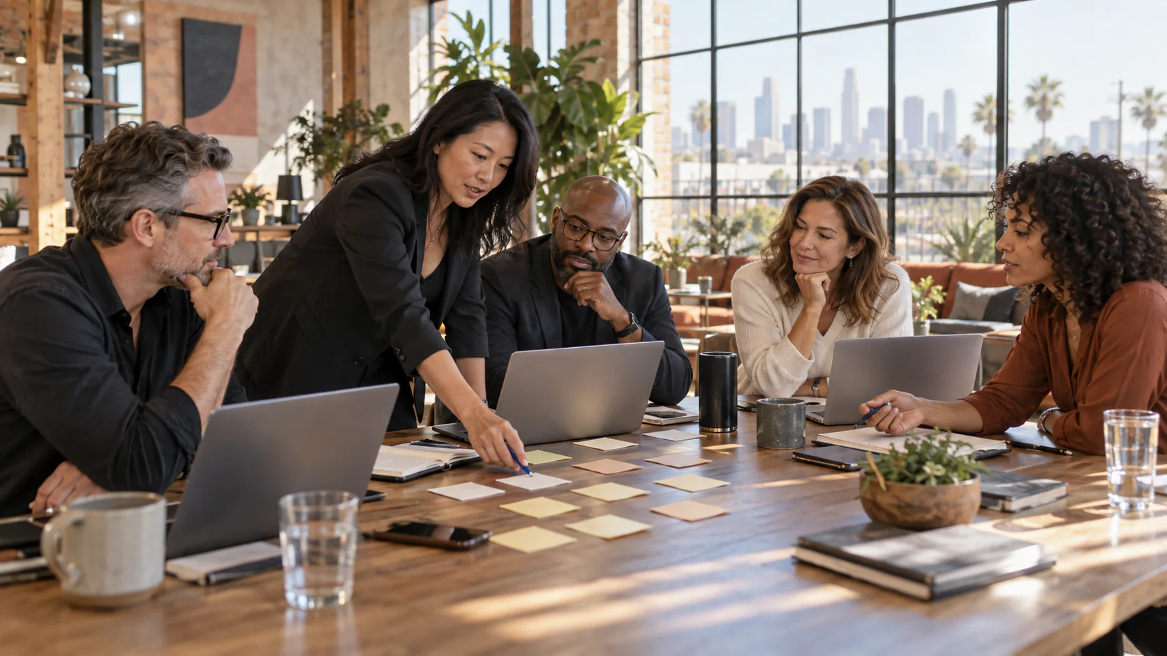Experienced HR and technology professionals reviewing an implementation plan